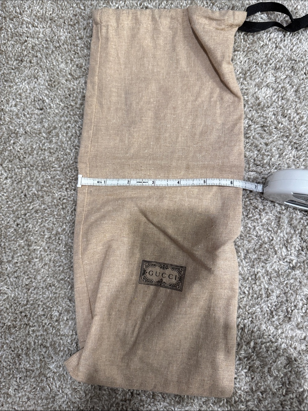 Gucci Tan Drawstring Logo Dust Pouch